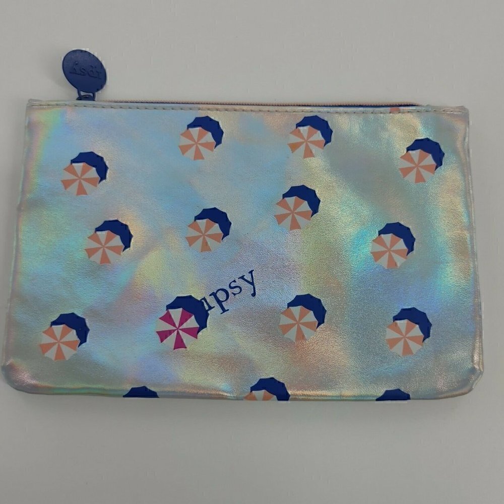 Ipsy Bag Silver with Umbrellas